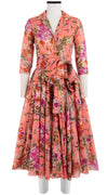 Aster Dress Shirt Collar 3/4 Sleeve Midi Length Cotton Musola (Millie Fruit Toile)