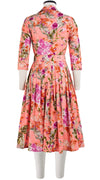 Audrey Dress #2 Shirt Collar 3/4 Sleeve Long Length Cotton Stretch (Millie Fruit Toile)