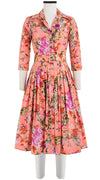 Audrey Dress #2 Shirt Collar 3/4 Sleeve Long Length Cotton Stretch (Millie Fruit Toile)