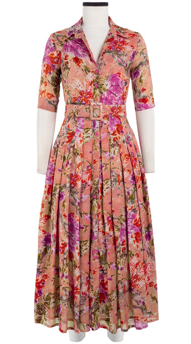 Audrey Dress #4 Shirt Collar 1/2 Sleeve Midi Plus Length Cotton Musola (Millie Fruit Toile)