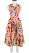 Clara Dress Shirt Collar Sleeveless Long Length Cotton Stretch (Millie Fruit Toile)