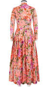 Sabrina Dress Shirt Collar Long Sleeve Maxi Length Cotton Poplin (Millie Fruit Toile)