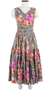 Amanda Dress V Neck Sleeveless Midi Length Cotton Stretch (Millie Fruit Toile)