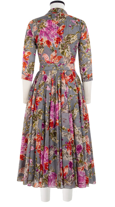 Aster Dress Shirt Collar 3/4 Sleeve Midi Length Cotton Musola (Millie Fruit Toile)