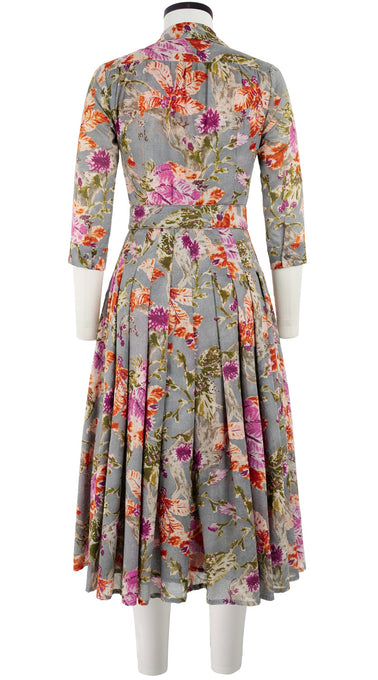 Audrey Dress #4 Shirt Collar 3/4 Sleeve Midi Length Cotton Musola (Millie Fruit Toile)