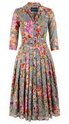Audrey Dress #4 Shirt Collar 3/4 Sleeve Midi Length Cotton Musola (Millie Fruit Toile)