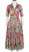 Audrey Dress #4 Shirt Collar 1/2 Sleeve Midi Plus Length Cotton Musola (Millie Fruit Toile)