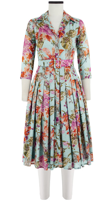 Audrey Dress #4 Shirt Collar 3/4 Sleeve Long Length Cotton Musola (Millie Fruit Toile)