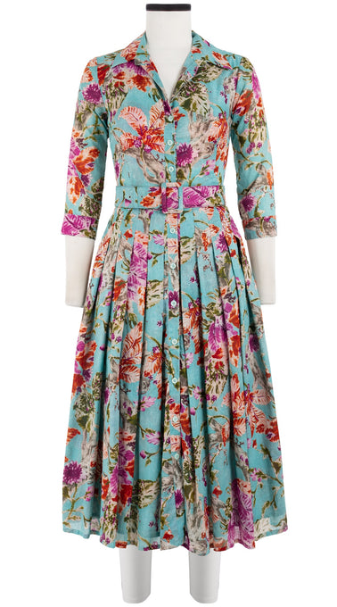 Audrey Dress #4 Shirt Collar 3/4 Sleeve Midi Length Cotton Musola (Millie Fruit Toile)