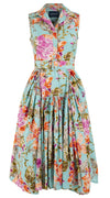 Clara Dress Shirt Collar Sleeveless Long Length Cotton Stretch (Millie Fruit Toile)