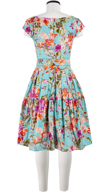 Rose Dress Boat Neck Cap Sleeve Cotton Stretch (Millie Fruit Toile)