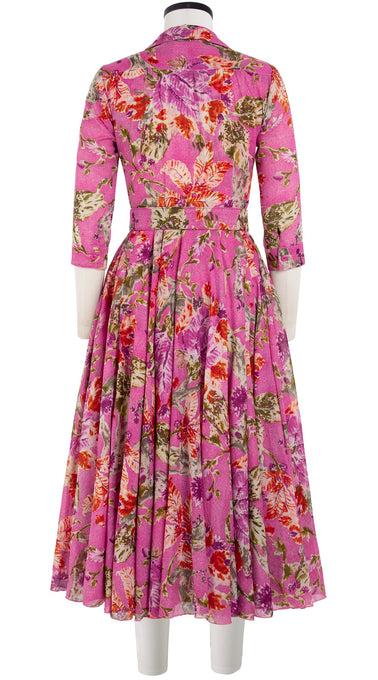 Aster Dress Shirt Collar 3/4 Sleeve Midi Length Cotton Musola (Millie Fruit Toile)