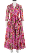 Aster Dress Shirt Collar 3/4 Sleeve Midi Length Cotton Musola (Millie Fruit Toile)