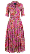 Audrey Dress #4 Shirt Collar 1/2 Sleeve Midi Plus Length Cotton Musola (Millie Fruit Toile)