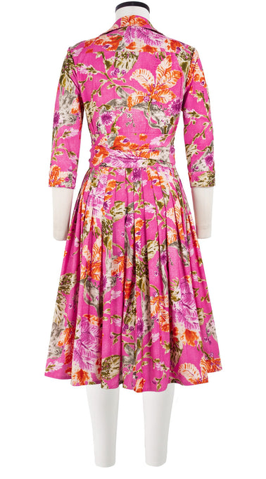 Audrey Dress #2 Shirt Collar 3/4 Sleeve Cotton Stretch (Millie Fruit Toile)
