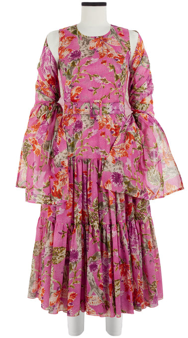 Emma Dress Crew Neck Sleeveless Midi Length Cotton Musola (Millie Fruit Toile)