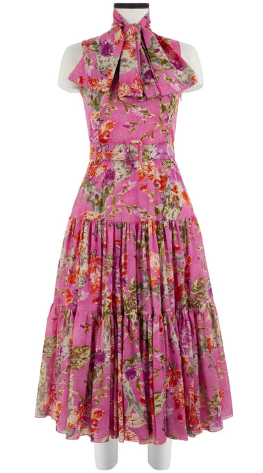 Emma Dress Crew Neck Sleeveless Midi Length Cotton Musola (Millie Fruit Toile)