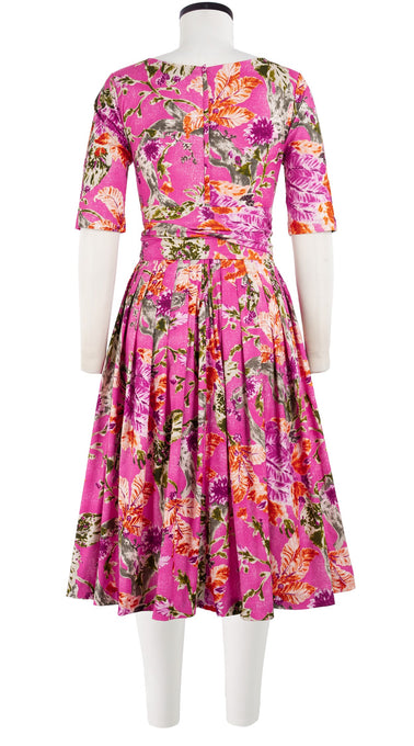 Florance Dress #2 Boat Neck 1/2 Sleeve Long Length Cotton Stretch (Millie Fruit Toile)