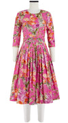 Florance Dress #2 Crew Neck 3/4 Sleeve Long Length Cotton Stretch (Millie Fruit Toile)