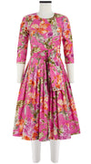 Florance Dress #2 Crew Neck 3/4 Sleeve Long Length Cotton Stretch (Millie Fruit Toile)
