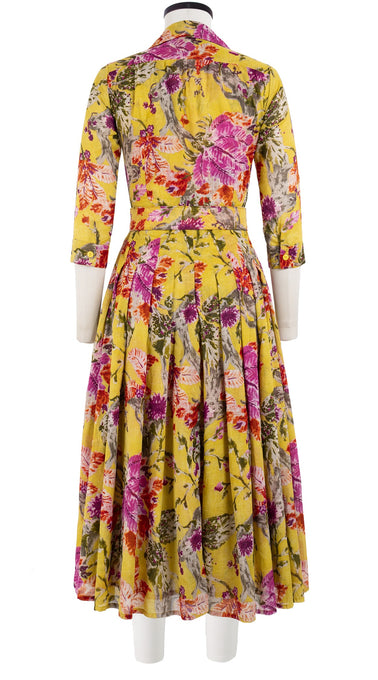 Audrey Dress #4 Shirt Collar 3/4 Sleeve Midi Length Cotton Musola (Millie Fruit Toile)