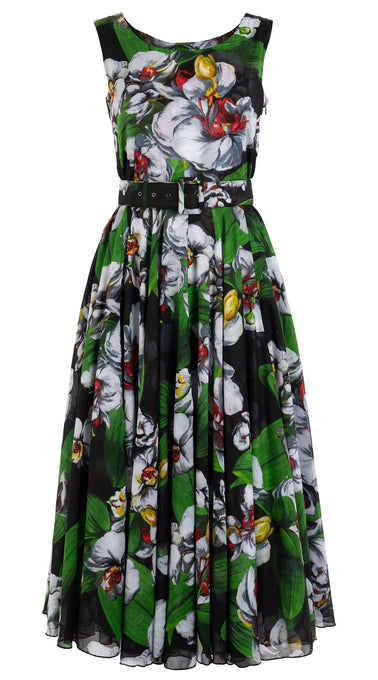 Aster Dress Boat Neck Sleeveless Midi Length Cotton Musola (Mode Orchid)