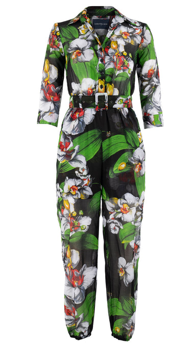 Faya Jumpsuit Shirt Collar 3/4 Sleeve Maxi Length Cotton Musola (Mode Orchid)