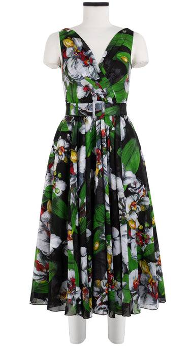 Vivien Dress #1 V Neck Sleeveless Midi Length Cotton Musola (Mode Orchid)