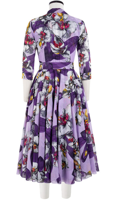 Aster Dress Shirt Collar 3/4 Sleeve Midi Length Cotton Musola (Mode Orchid)