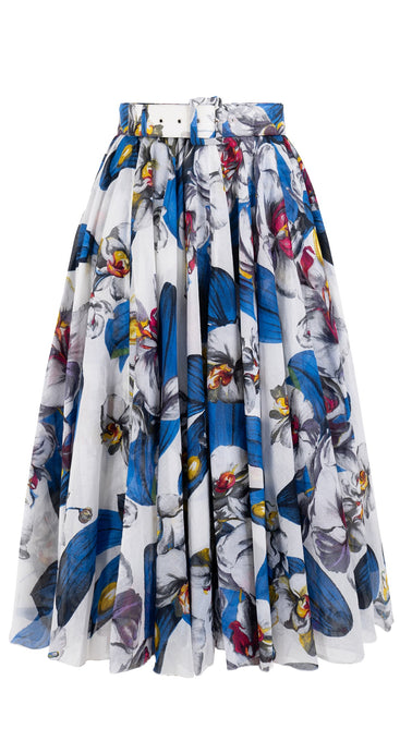 Aster Skirt #1 with Belt Midi Length Cotton Musola (Mode Orchid)