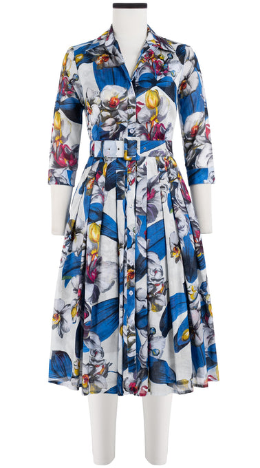 Audrey Dress #4 Shirt Collar 3/4 Sleeve Long Length Cotton Musola (Mode Orchid)