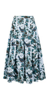 Zeller Skirt Midi Length Cotton Stretch (Morning Glory & Bird)
