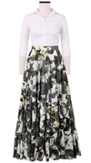 Mia Skirt with Hamilton Belt Maxi Length Cotton Musola (Moulin Rouge Rose)