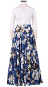Mia Skirt with Hamilton Belt Maxi Length Cotton Musola (Moulin Rouge Rose)