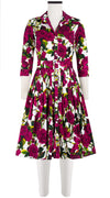 Audrey Dress #2 Shirt Collar 3/4 Sleeve Cotton Stretch (Moulin Rouge Rose)