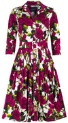 Audrey Dress #2 Shirt Collar 3/4 Sleeve Cotton Stretch (Moulin Rouge Rose)