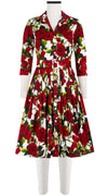 Audrey Dress #2 Shirt Collar 3/4 Sleeve Cotton Stretch (Moulin Rouge Rose)