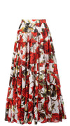 Mia Skirt with Hamilton Belt Maxi Length Cotton Musola (Moulin Rouge Rose)