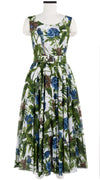 Aster Dress Boat Neck Mini Cap Sleeve Midi Length Cotton Musola (Paradise Jungle)