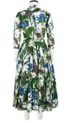 Aster Dress Shirt Collar 3/4 Sleeve Midi Length Cotton Musola (Paradise Jungle)