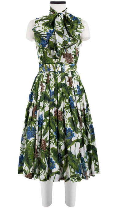 Florance Dress #2 Crew Neck Sleeveless Long Length Cotton Musola (Paradise Jungle)