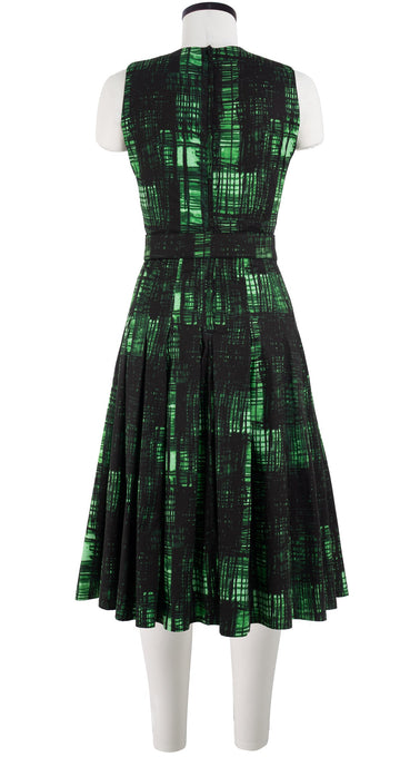 Zeller Dress Crew Neck Sleeveless Long Length Cotton Stretch (Pencil Check)