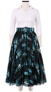Aster Skirt #1 with Belt Midi Length Cotton Musola (Pencil Check)
