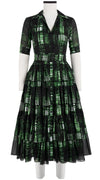 Preen Dress Crew Neck 1/2 Sleeve Midi Length Cotton Musola (Pencil Check)