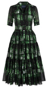 Preen Dress Crew Neck 1/2 Sleeve Midi Length Cotton Musola (Pencil Check)