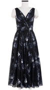 Vivien Dress #1 V Neck Sleeveless Midi Plus Length Cotton Musola (Pencil Check)