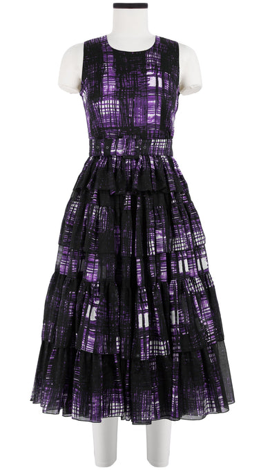 Preen Dress Crew Neck Sleeveless Midi Length Cotton Musola (Pencil Check)