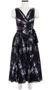 Vivien Dress #1 V Neck Sleeveless Midi Length Cotton Musola (Pencil Check)