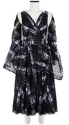 Vivien Dress #1 V Neck Sleeveless Midi Length Cotton Musola (Pencil Check)
