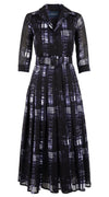 Zeller Dress Shirt Collar 3/4 Sleeve Midi Plus Length Cotton Musola (Pencil Check)